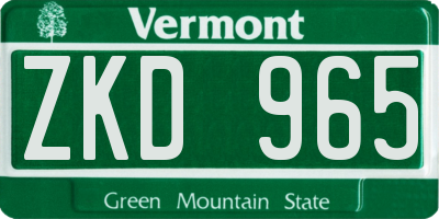 VT license plate ZKD965