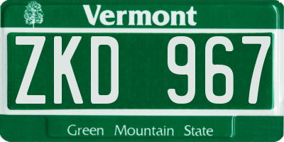 VT license plate ZKD967
