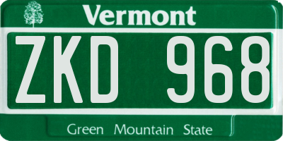 VT license plate ZKD968