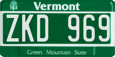 VT license plate ZKD969