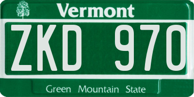 VT license plate ZKD970