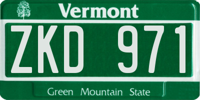 VT license plate ZKD971