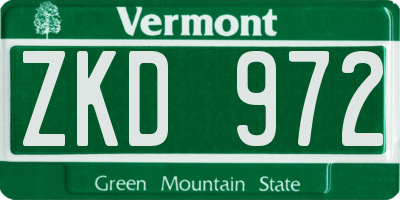 VT license plate ZKD972
