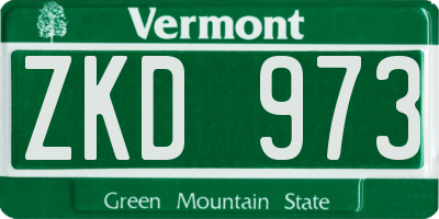 VT license plate ZKD973