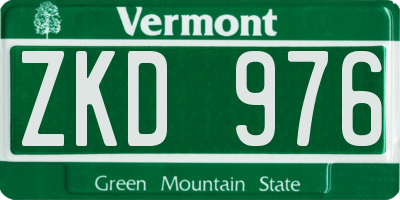 VT license plate ZKD976
