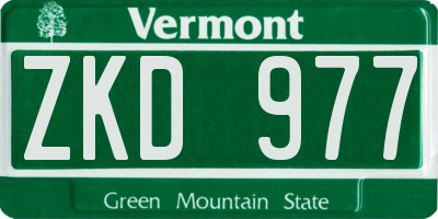 VT license plate ZKD977
