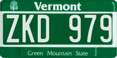 VT license plate ZKD979