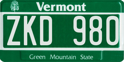 VT license plate ZKD980