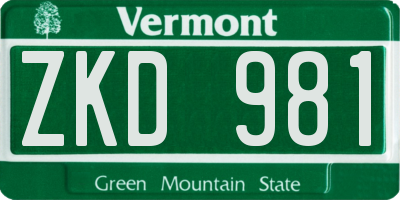 VT license plate ZKD981