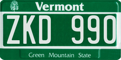 VT license plate ZKD990