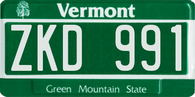 VT license plate ZKD991