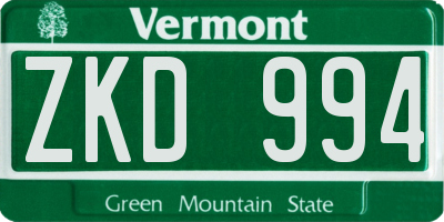 VT license plate ZKD994