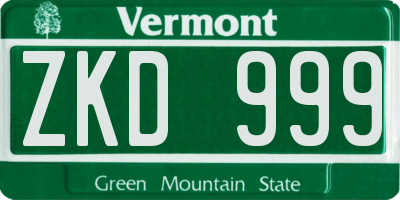 VT license plate ZKD999