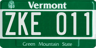 VT license plate ZKE011