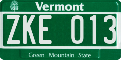 VT license plate ZKE013
