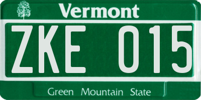 VT license plate ZKE015