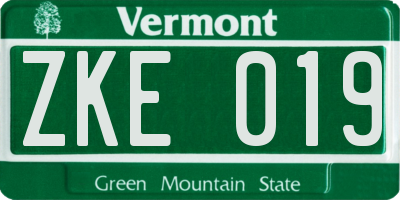 VT license plate ZKE019