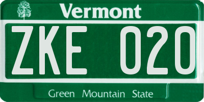 VT license plate ZKE020