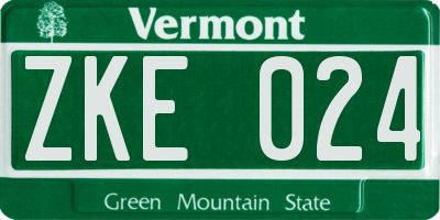 VT license plate ZKE024