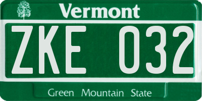 VT license plate ZKE032