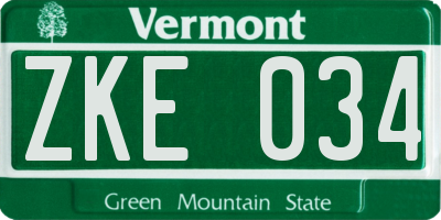 VT license plate ZKE034