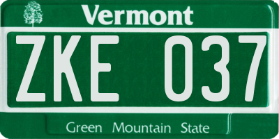 VT license plate ZKE037
