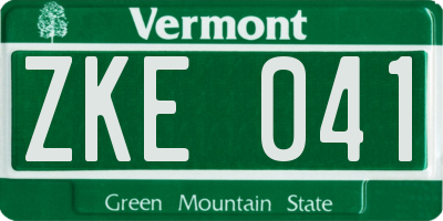 VT license plate ZKE041