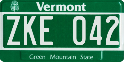 VT license plate ZKE042