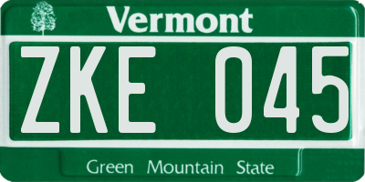 VT license plate ZKE045