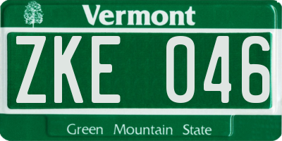 VT license plate ZKE046