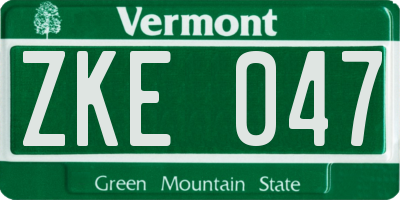 VT license plate ZKE047