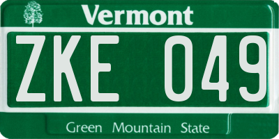 VT license plate ZKE049