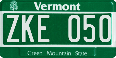 VT license plate ZKE050