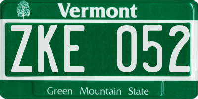 VT license plate ZKE052