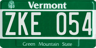 VT license plate ZKE054