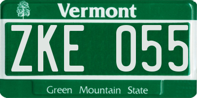VT license plate ZKE055