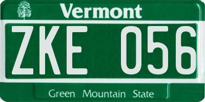 VT license plate ZKE056