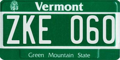 VT license plate ZKE060