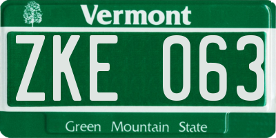 VT license plate ZKE063