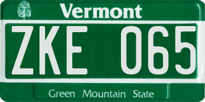 VT license plate ZKE065