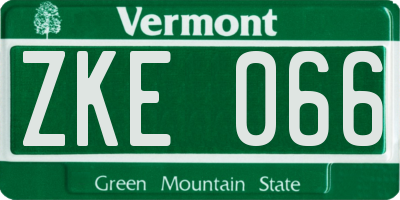 VT license plate ZKE066