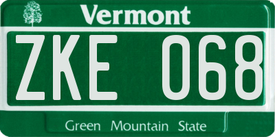 VT license plate ZKE068