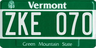 VT license plate ZKE070