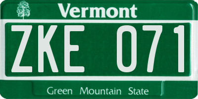 VT license plate ZKE071
