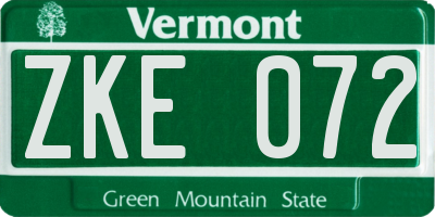 VT license plate ZKE072