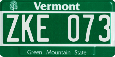 VT license plate ZKE073
