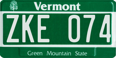VT license plate ZKE074