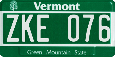 VT license plate ZKE076