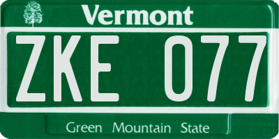 VT license plate ZKE077