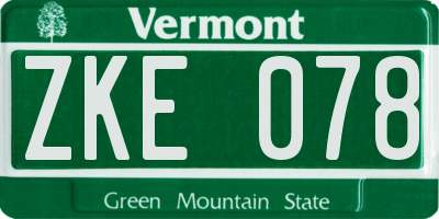 VT license plate ZKE078